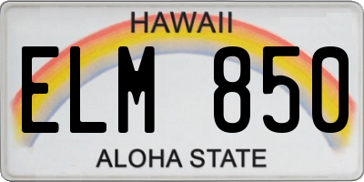 HI license plate ELM850