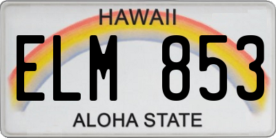 HI license plate ELM853