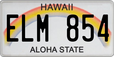 HI license plate ELM854