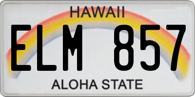 HI license plate ELM857