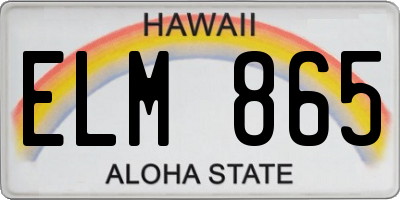 HI license plate ELM865