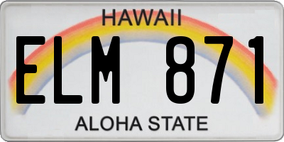 HI license plate ELM871
