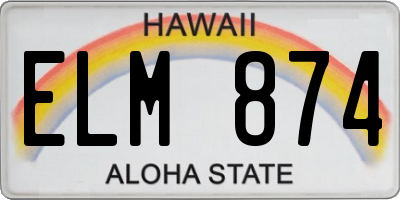 HI license plate ELM874