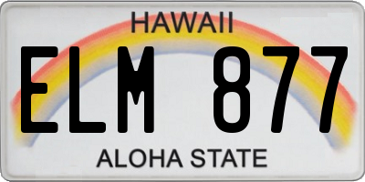 HI license plate ELM877