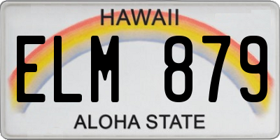 HI license plate ELM879