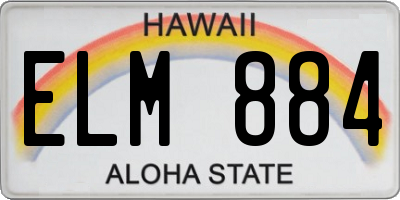 HI license plate ELM884