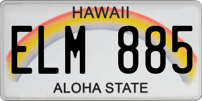 HI license plate ELM885