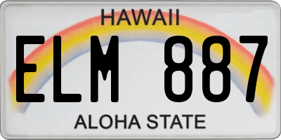 HI license plate ELM887