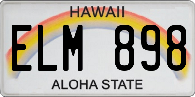 HI license plate ELM898