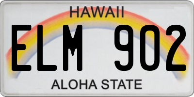 HI license plate ELM902