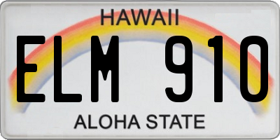 HI license plate ELM910