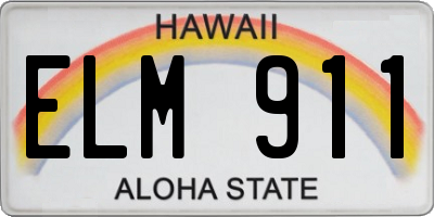 HI license plate ELM911