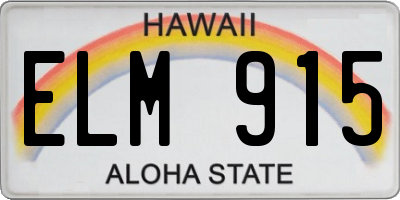 HI license plate ELM915