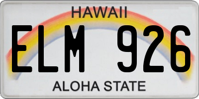 HI license plate ELM926