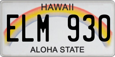 HI license plate ELM930