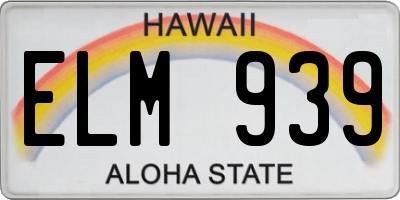 HI license plate ELM939