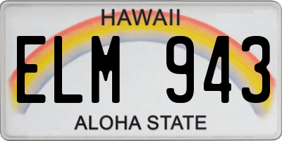 HI license plate ELM943