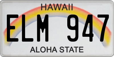 HI license plate ELM947