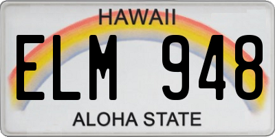 HI license plate ELM948