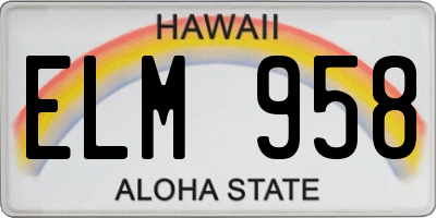 HI license plate ELM958