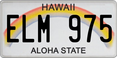 HI license plate ELM975