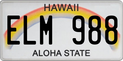 HI license plate ELM988