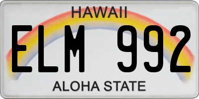 HI license plate ELM992