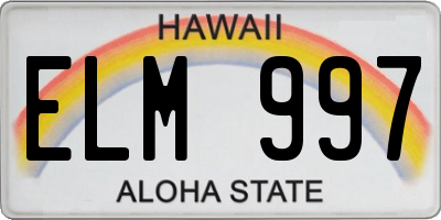 HI license plate ELM997