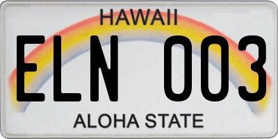HI license plate ELN003