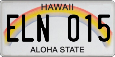 HI license plate ELN015