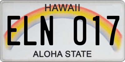 HI license plate ELN017