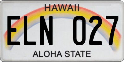 HI license plate ELN027