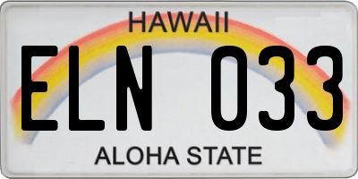 HI license plate ELN033