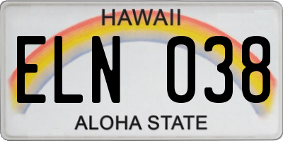 HI license plate ELN038