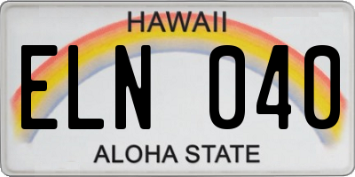 HI license plate ELN040
