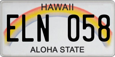 HI license plate ELN058