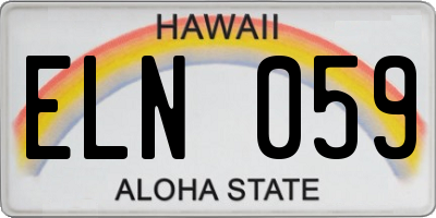HI license plate ELN059