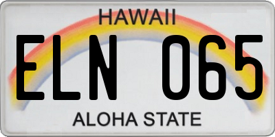 HI license plate ELN065