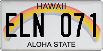 HI license plate ELN071