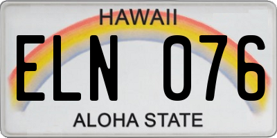 HI license plate ELN076