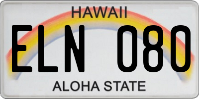 HI license plate ELN080