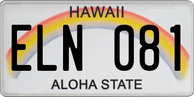 HI license plate ELN081
