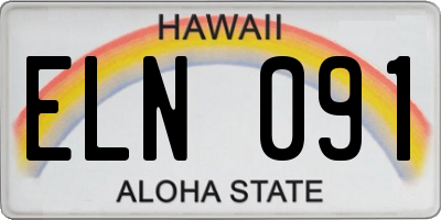 HI license plate ELN091