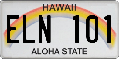 HI license plate ELN101