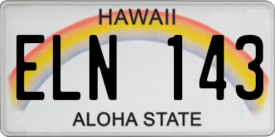 HI license plate ELN143