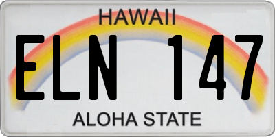 HI license plate ELN147