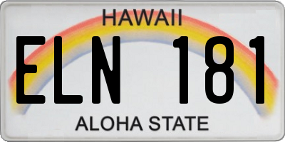 HI license plate ELN181