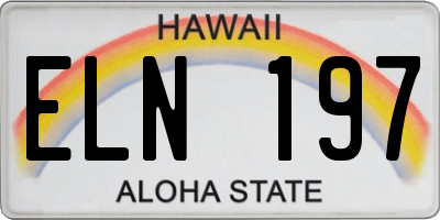 HI license plate ELN197