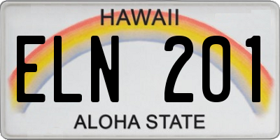 HI license plate ELN201