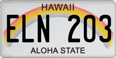 HI license plate ELN203